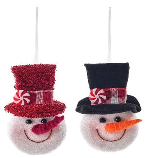Fab Snowman Head Orn 2 Asst