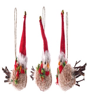 Fab Bird w/Hat Orn 3 Asst