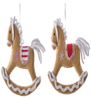 Fab Gingerbread Rocking Horse Orn 2 Asst