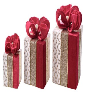 Fab Velvet White/Red Gift Box S/3