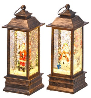 Acrylic Santa/Snowman W/Sound Water Globe 2 Asst