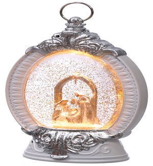 Acrylic Oval Nativity Water Globe W/Sound