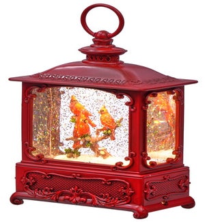 Acrylic  Three Cardinals on Branch Water Globe w/Sound