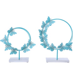 Lg Mtl Bl/Wht Butterfly Stand