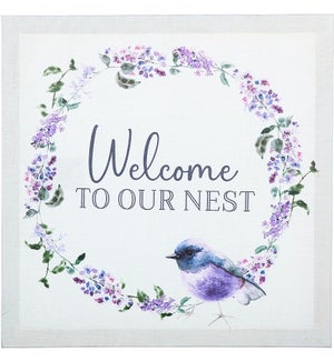 Canvas Lilac Welc/Nest Wall