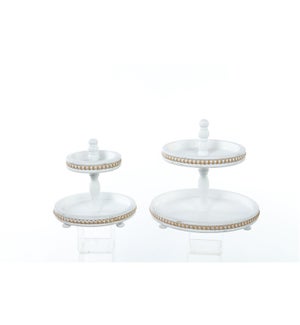 Sm Wd Clean Oval W/Bead 2-Tier Tray