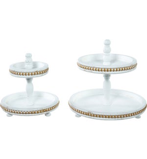 Lg Wd Clean Oval W/Bead 2-Tier Tray