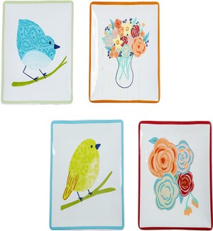 Cer Sq Garden Plate 4 Asst