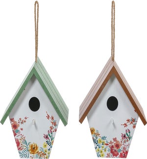 Wd Flrl Birdhouse Hang 2 Asst
