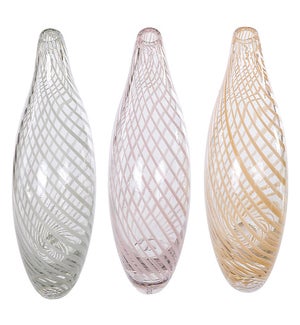 Gls Swirl Lines Bud Vase 3 Asst