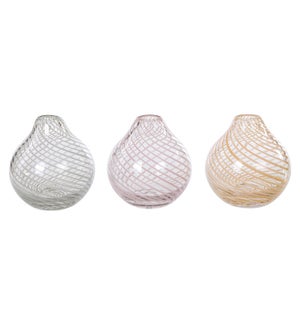 Gls Swirl Lines Bud Vase 3 Asst