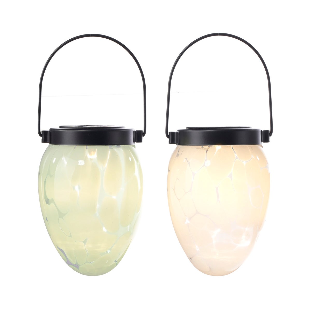 Glass Solar Orb Hanging 2 Asst