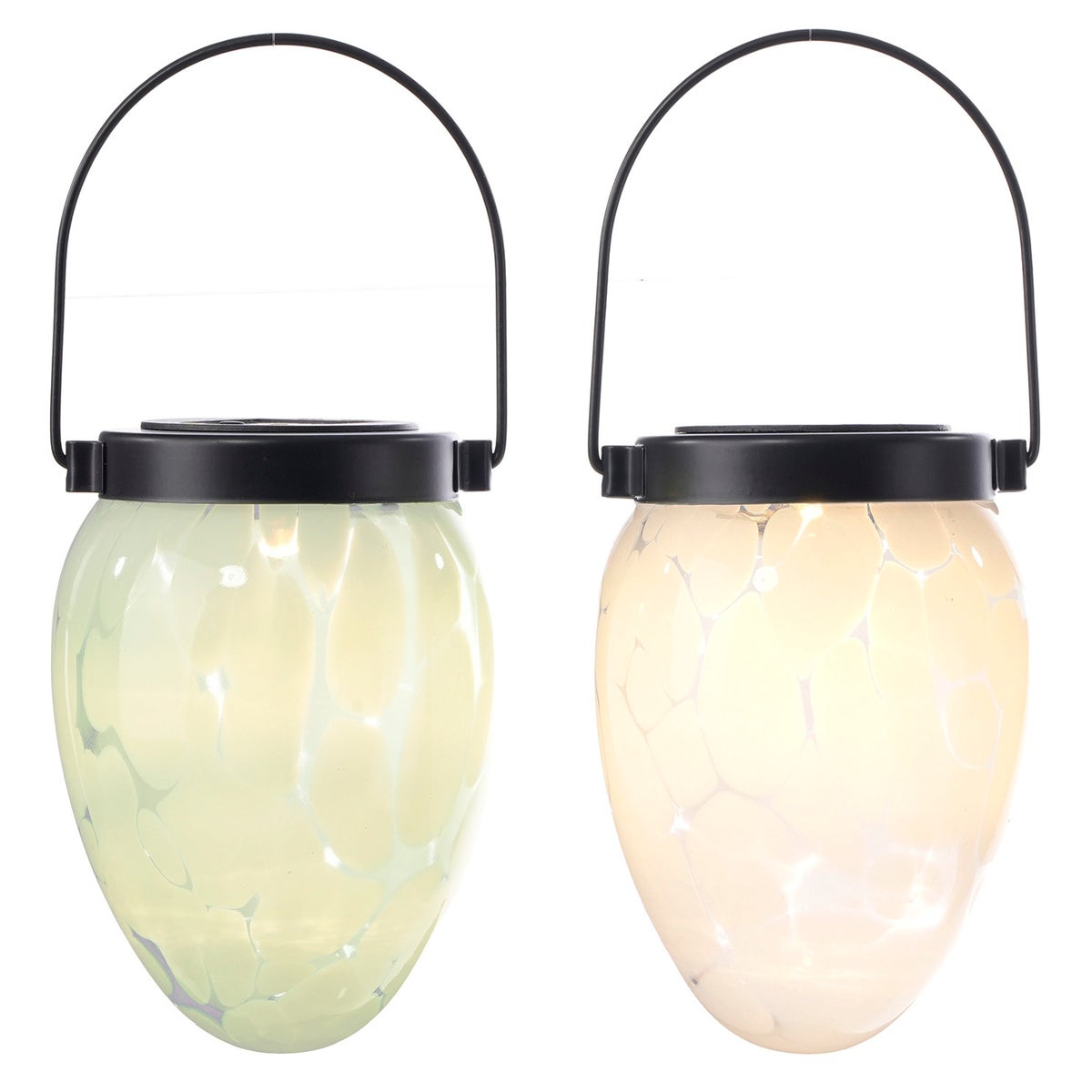Glass Solar Orb Hanging 2 Asst