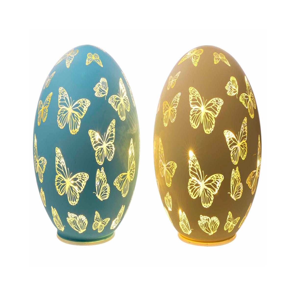 Lrg Glass Bfly Ball LED 2 Asst