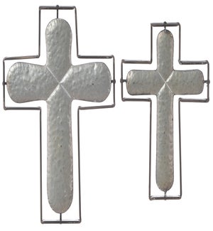 Lrg Mtl Rustic Cross Wall