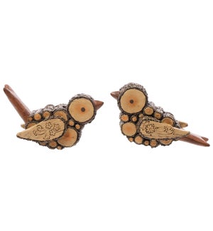 Md Res Wood look Bird Fig 2 Asst