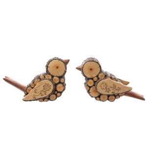 Lrg Res Wood look Bird 2 Asst