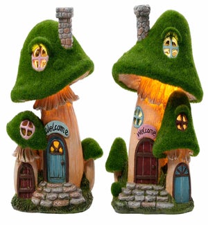 Lrg Flocked Cottage LED Fig 2 Asst