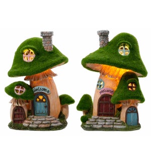 Lrg Flocked Cottage LED Fig 2 Asst