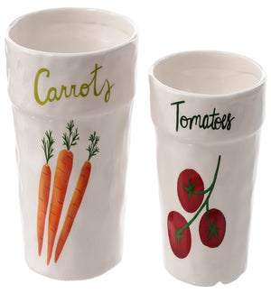 Cer Veggie Pots S/2