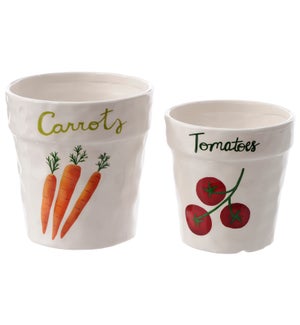 Cer Veggie Pots S/2
