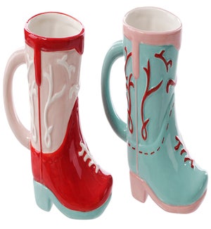 Cer Cowgirl Boot Mug 2 Asst