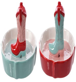 Cer Cowgirl Ring Dish 2 Asst