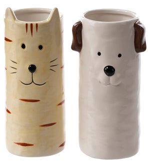 Cer Cat/Dog Vase 2 Asst