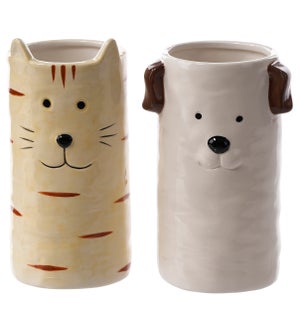 Cer Cat/Dog Vase 2 Asst