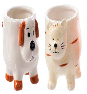 Cer Cat/Dog w/ Legs Container 2 Asst