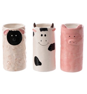 Cer Lamb/Pig/Cow Vase 3 Asst