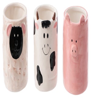 Cer Lamb/Pig/Cow Container 3 Asst