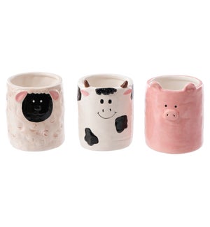 Cer Lamb/Pig/Cow Container 3 Asst