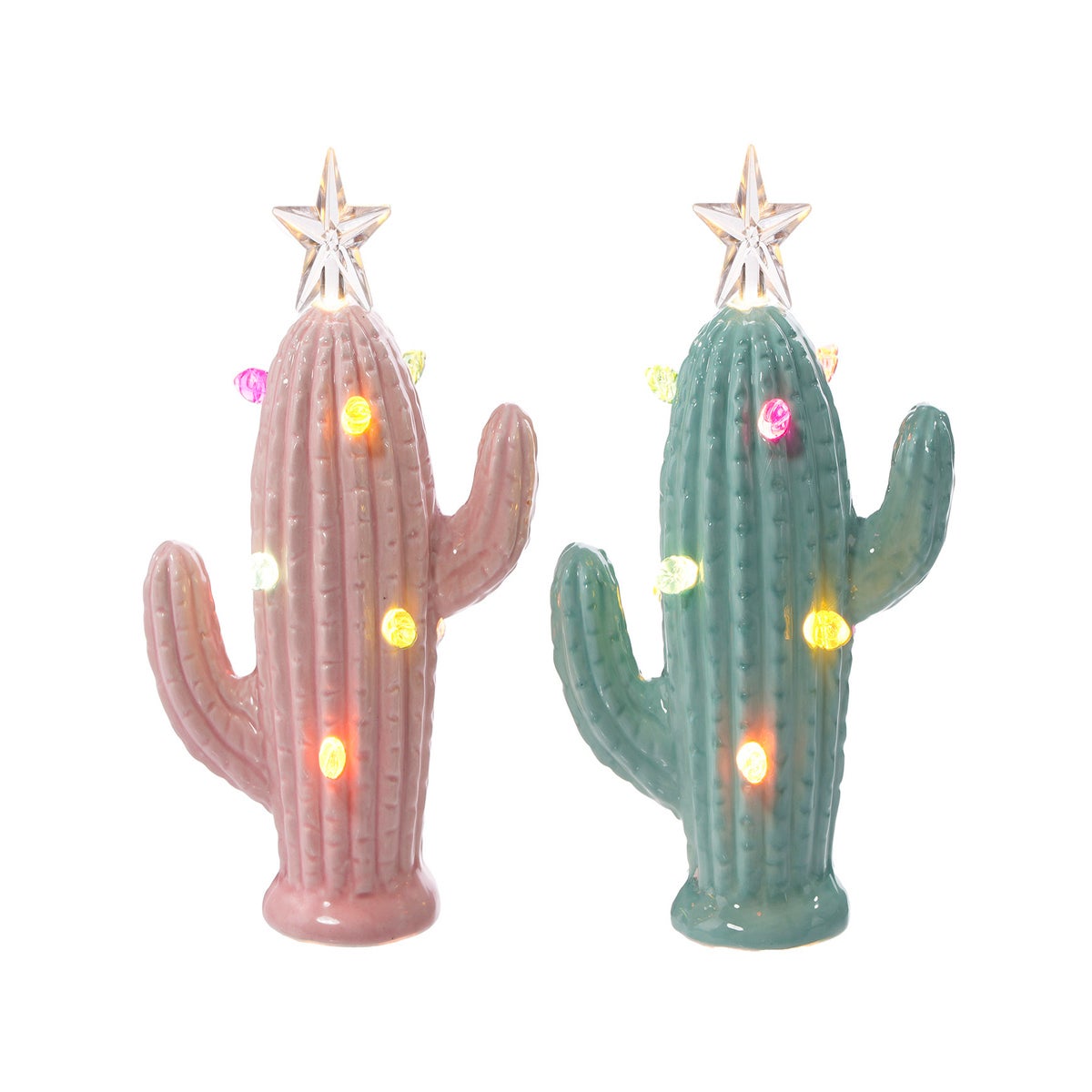 Cer Cowgirl Cactus LED 2 Asst