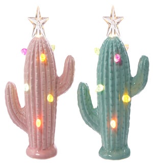 Cer Cowgirl Cactus LED 2 Asst