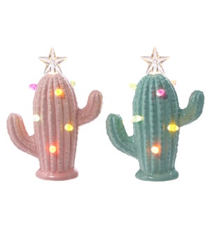 Cer Cowgirl Cactus LED 2 Asst