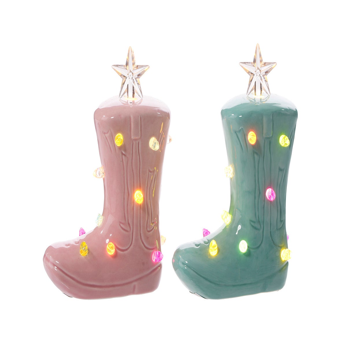 Cer Cowgirl Boot LED 2 Asst
