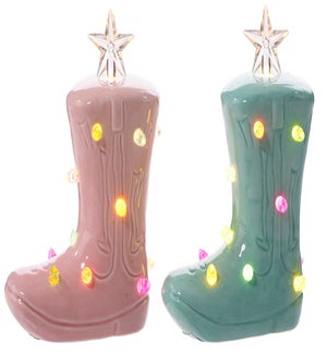 Cer Cowgirl Boot LED 2 Asst