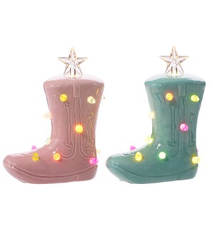 Cer Cowgirl Boot LED 2 Asst