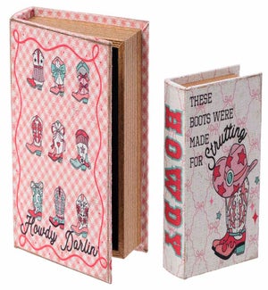 Linen Cowgirl Boot Books S/2