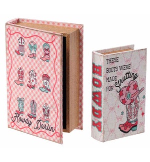 Linen Cowgirl Boot Books S/2