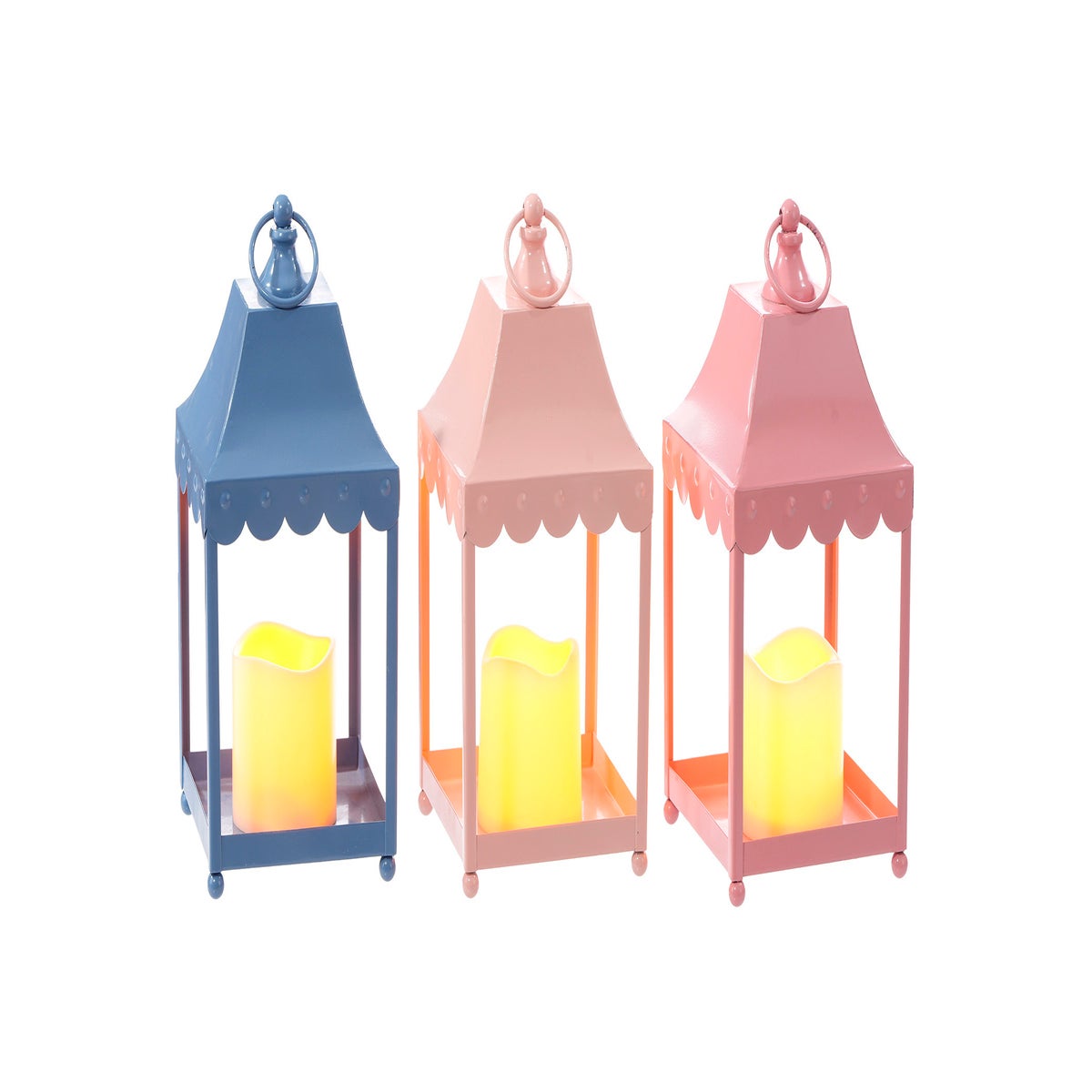 Lrg Mtl Scalloped Lantern 3 Asst