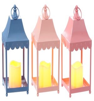 Lrg Mtl Scalloped Lantern 3 Asst