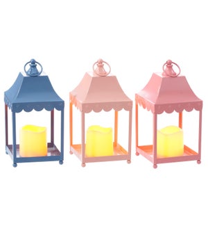 Lrg Mtl Scalloped Lantern 3 Asst