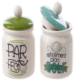 Cer Golf Treat Jars 2 Asst