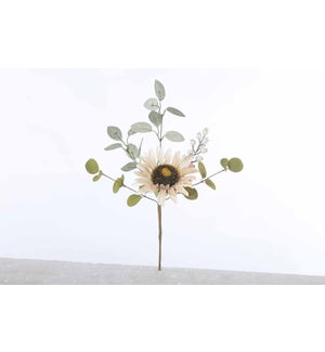 Flrl Euc/White Sunflower Pick