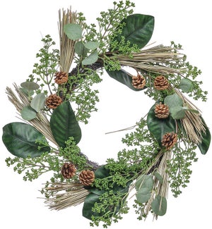 Flrl Euc Pinecone Wreath