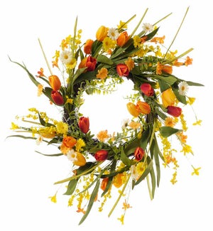 Floral Orange Tulip Wreath