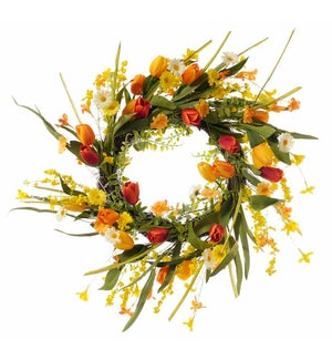 Floral Orange Tulip Wreath