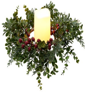 Floral Box Wood Berry Candle Ring